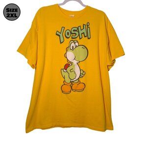 Yoshi USED Shirt (FADING, 2XL, Yellow, Nintendo, 2011, Mario, Dinosaur)